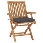 vidaXL Chaises pliables de jardin avec coussins lot de 8 Teck solide