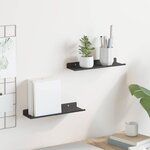 vidaXL Étagère Murale avec étagère 2 Pièces Noir 80 x 9 x 2.5 cm