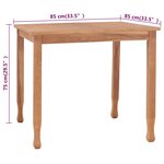 vidaXL Table à dîner de jardin 85x85x75 cm Bois de teck massif