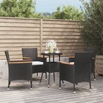 vidaXL Ensemble de bistro de jardin 5 Pièces coussins noir poly rotin