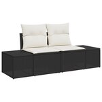 Ensemble de Canapés de Jardin 13 Pièces avec Coussins Noir Poly Rattan Acacia