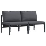 vidaXL Mobilier de jardin avec coussin 2 Pièces Anthracite Acier
