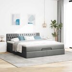 vidaXL Lit ottoman avec matelas et LED Gris foncé 180x200 cm tissu
