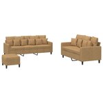 vidaXL Ensemble de canapés 3 Pièces avec coussins Marron Velours
