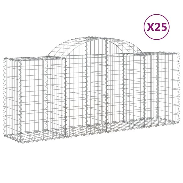 vidaXL Paniers à gabions arqués 25 Pièces 200x50x80/100 cm Fer galvanisé