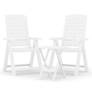 vidaXL Ensemble à manger de jardin 3 Pièces Blanc Polypropylène