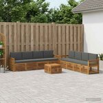 vidaXL Ensembles de canapés avec coussin 9 Pièces Bois d'Acacia Massif