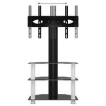 vidaXL Meuble TV d'angle 3 niveaux pour 32-70 pouces noir et argenté