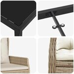 vidaXL Ensemble de salle à manger pour jardin 3 Pièces Beige polyrotin
