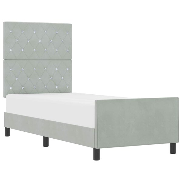 vidaXL Lit à ressorts avec tête de lit Gris clair 80 x 200 cm Velours