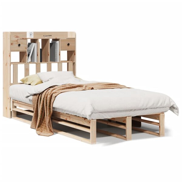 vidaXL Lit bibliothèque sans matelas 90x190 cm bois de pin massif