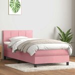 vidaXL Sommier à lattes de lit avec matelas et LED rose 80x220 cm velours