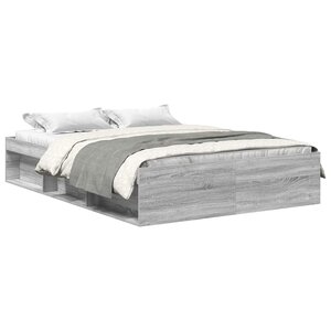 vidaXL Cadre de lit sans matelas sonoma gris 135x190 cm