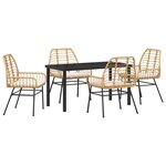 vidaXL Ensemble de salle à manger pour jardin 5 Pièces Marron polyrotin