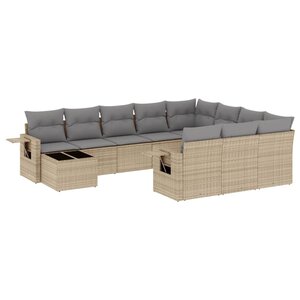 vidaXL Salon de jardin 11 Pièces avec coussins beige résine tressée