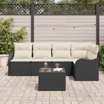 vidaXL Ensemble de canapé de jardin avec coussin 6 Pièces Noir Poly rotin