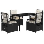 vidaXL Ensemble à manger de jardin coussins 5Pièces Noir Résine tressée