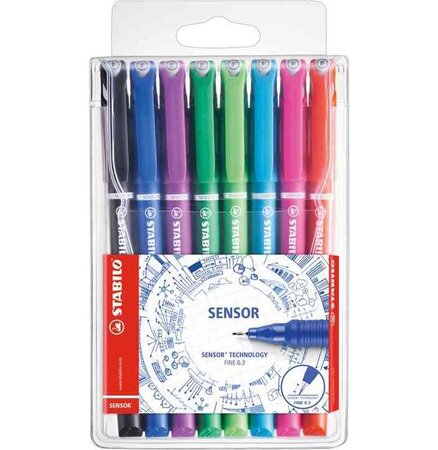 Pochette de 8 stylos-feutres pointe extra-fine sur amortisseur - Coloris assortis STABILO