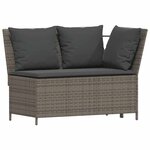 vidaXL Salon de jardin avec coussins 3 Pièces gris résine tressée