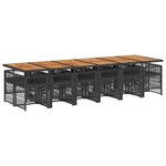 vidaXL Ensemble à manger de jardin 13 Pièces coussins noir résine tressée