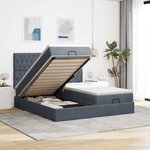 vidaXL Cadre de lit ottoman avec matelas gris foncé 200x200 cm velours