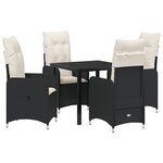 vidaXL Ensemble de salle à manger de jardin 5 pièces avec coussins en poly rotin noir