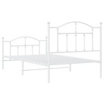 vidaXL Cadre de lit métal sans matelas et pied de lit blanc 100x190 cm