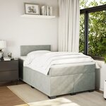 vidaXL Sommier à lattes de lit et matelas Gris clair 120x200cm Velours