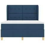 Lit Box Spring vidaXL avec Matelas - Bleu  160x200 cm  Tissu
