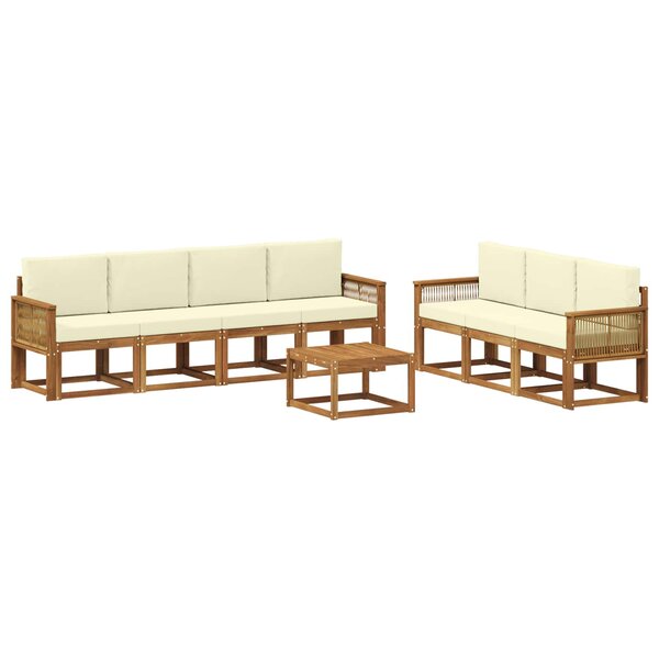 vidaXL Ensemble de canapés d'extérieur 8 pc Naturel et Crème Polyester