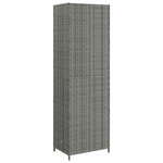 vidaXL Armoire de rangement jardin Gris 59x40x180 cm Résine tressée
