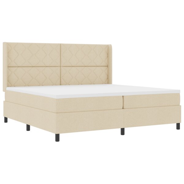 vidaXL Lit box avec matelas crème 200 x 200 cm en tissu.