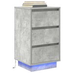 vidaXL Table de chevet avec lumières LED gris béton 38x34x65 cm