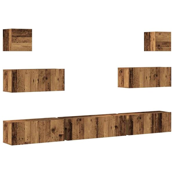 vidaXL Ensemble de meuble TV mural 7 Pièces vieux bois bois d'ingénierie