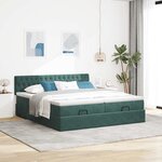 vidaXL Cadre de lit ottoman avec matelas vert foncé 160x200 cm velours