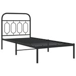 vidaXL Cadre de lit métal avec tête de lit noir 90x200 cm