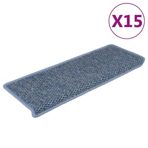 vidaXL Tapis d'escalier autocollants 15 Pièces 65x21x4 cm Bleu