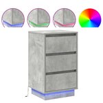 vidaXL Cabinet de Chevet avec Éclairage LED Gris Béton 39x34 5x65 cm Bois d'ingénierie