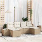 vidaXL Ensemble de canapé de jardin avec coussin 6 Pièces beige et crème