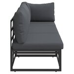 vidaXL Mobilier de jardin avec coussin 3 Pièces Noir Aluminium