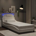 vidaXL Cadre de lit avec lumières LED blanc 90x190 cm similicuir