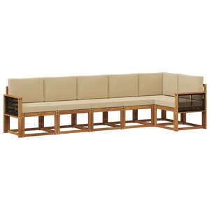 vidaXL Ensemble de canapés d'extérieur 6 pc Naturel et Beige Polyester