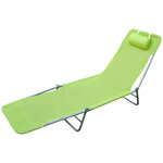 Chaise longue pliante bain de soleil inclinable transat textilène lit jardin plage 182L x 56l x 24 5H cm vert