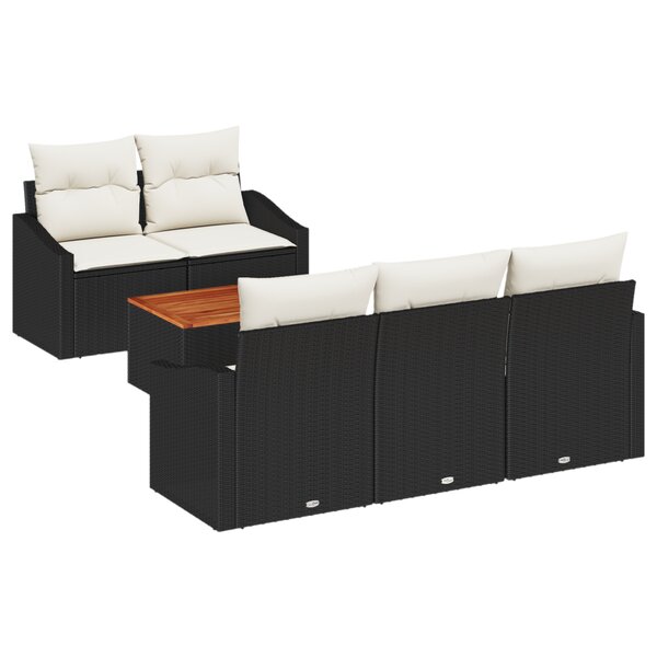 vidaXL Ensemble Canapés Jardin 6 Pièces Noir  blanc 55 x 55 x 37 cm