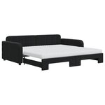 vidaXL Lit de jour avec lit gigogne et matelas noir 100x200 cm velours