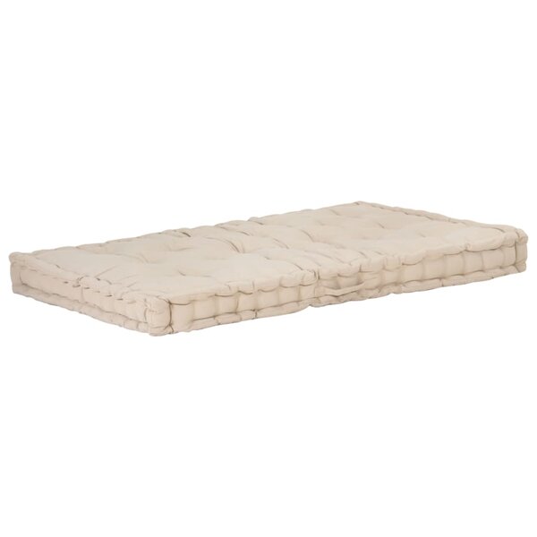 vidaXL Coussin de plancher de palette Coton 120x80x10 cm Beige