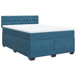 vidaXL Sommier à lattes de lit et matelas Bleu foncé 140x190cm Velours