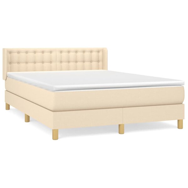 vidaXL Sommier à lattes de lit avec matelas Crème 140x190 cm Tissu