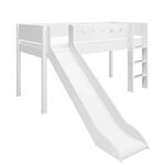 Flexa WHITE Lit mi-hauteur avec echelle droite et toboggan 90 x 200 cm Blanc