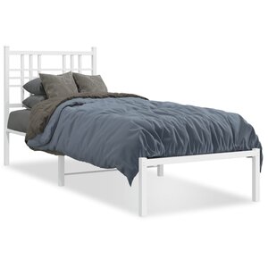 vidaXL Cadre de lit métal sans matelas avec tête de lit blanc 75x190cm